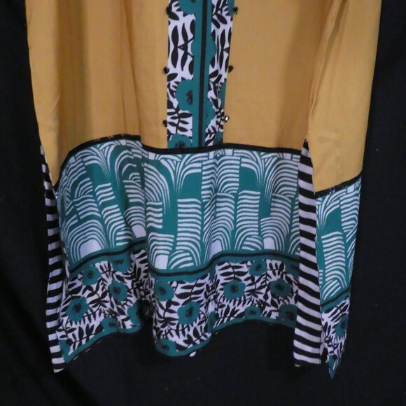 LULUSAR | xl - extra large | Vibrant Yellow and Green Patterned Kaftan - Picture 7 of 16